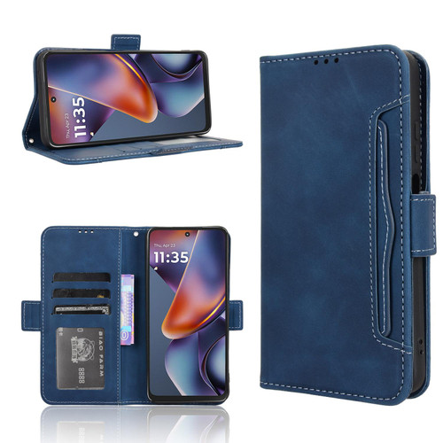 Moto G 2025 Skin Feel Calf Texture Card Slots Leather Phone Case - Blue